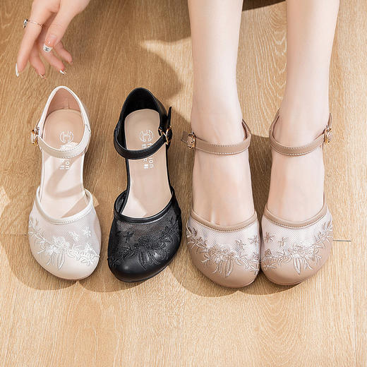 夏季新款，浅网纱中老年女鞋妈妈鞋WZ-23527 商品图0