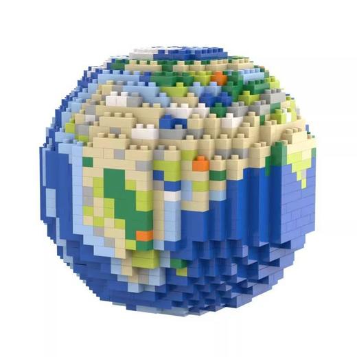 潮玩3D拼装像素地球 微钻小颗粒积木玩具模型摆件创意礼物 商品图4