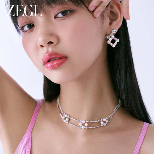 ZEGL设计师璀璨甜心系列双层叠戴爱心项链女轻奢高级感法式锁骨链 商品图4