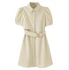 mc2翻领短袖连衣裙女装夏款腰部金属扣腰带收腰显瘦设计感衬衫裙 商品缩略图0
