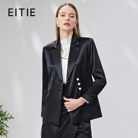 EITIE爱特爱秋季新款单排扣西装领收腰中长款显瘦外套7103805