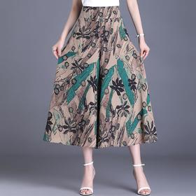 夏季薄款，女士阔腿裤宽松垂感透气高腰显瘦雪纺九分裤裙花裤子MYX-2216