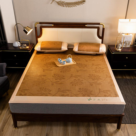 GLX-艾草古藤席艾草驱蚊席冰丝凉席三件套双面古藤席子空调席家用宿舍可折叠凉席 商品图8