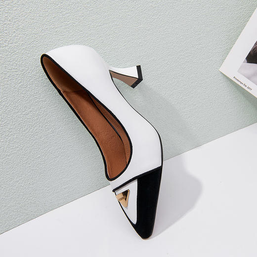 细跟尖头气质单鞋，不累脚拼色职业工作鞋HY-H3180 商品图5