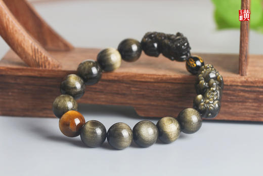 【聚财】金曜石双貔貅手串   珠径：14mm 商品图3