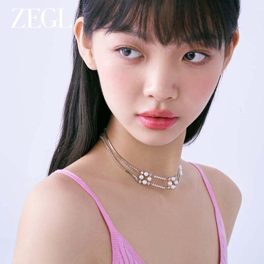 ZEGL设计师璀璨甜心系列双层叠戴爱心项链女轻奢高级感法式锁骨链 商品图1