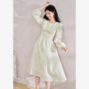 西遇纯色连衣裙早春新款温柔气质垂顺收腰百搭裙子女V1731909 商品缩略图2