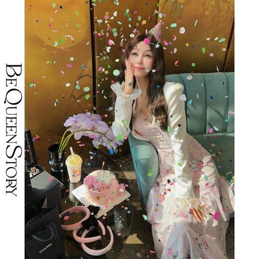 BeQueenStory【爱乐之城】优雅高级感醋酸垫肩西装外套2023新款 商品图2