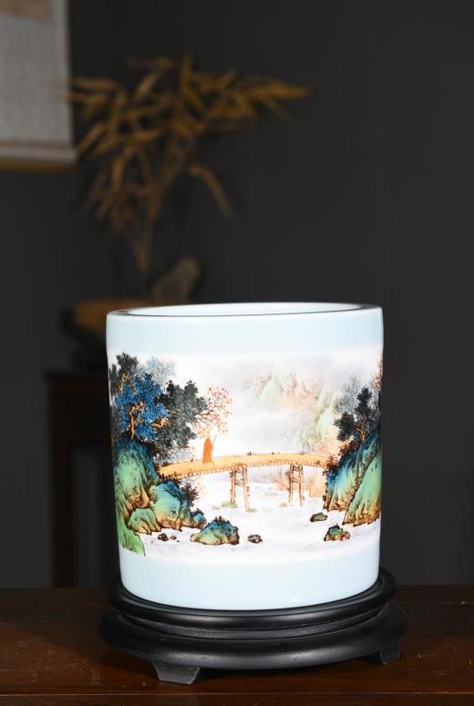 青绿山水笔筒 商品图0