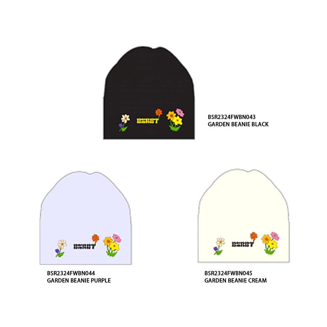 BSRABBIT 23-24 【BN043  BN044  BN045】 GARDEN BEANIE  BLACK  PURPLE  CREAM  均码