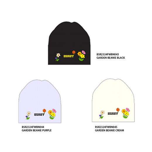 BSRABBIT 23-24 【BN043  BN044  BN045】 GARDEN BEANIE  BLACK  PURPLE  CREAM  均码 商品图0