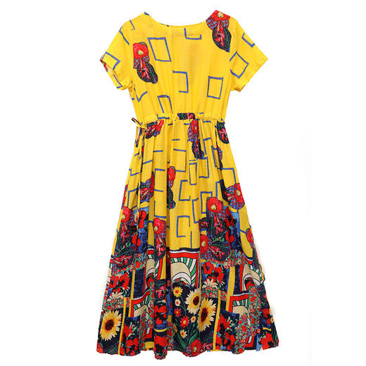 棉绸连衣裙夏季时尚收腰显瘦大码印花裙SH2031 商品图4