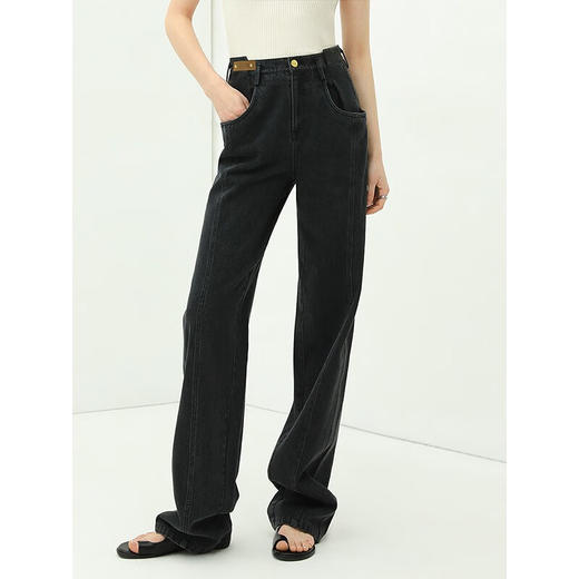 COCOBELLA设计感解构牛仔裤女质感铆钉宽松休闲裤直筒裤DN613 商品图2