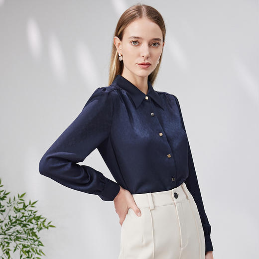 EITIE爱特爱衬衣秋季新款洋气舒适气质衬衣衬衫7109806 商品图2