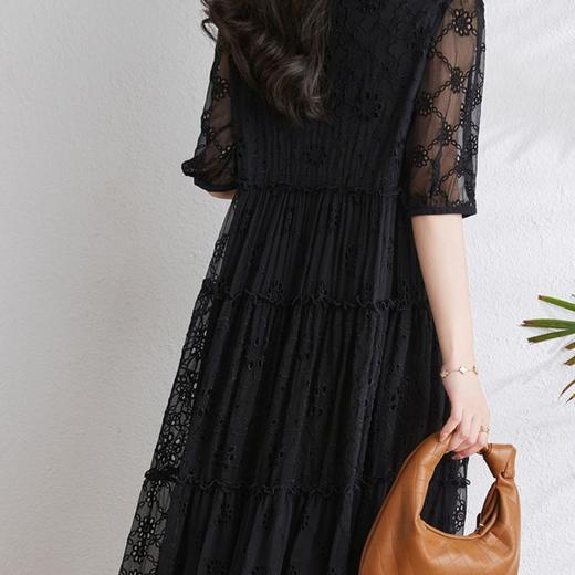 OSL 2308-2真丝连衣裙茶歇法式气质桑蚕丝中长裙 商品图3