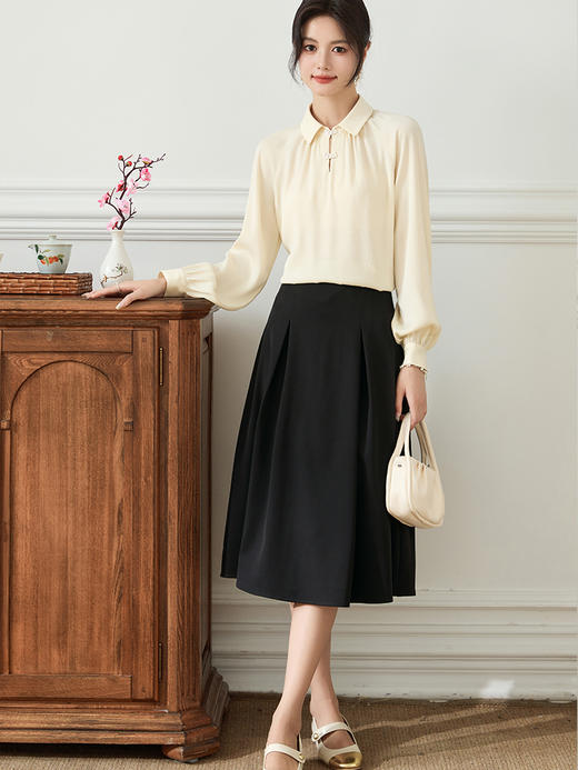 【69元福袋，不支持退换】熙世界新中式盘扣衬衫2024春秋款淑女气质国风复古长袖衬衣上衣 商品图3