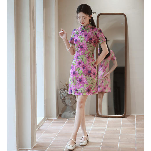 复古碎花旗袍新中式气质日常连衣裙夏季SH23311 商品图2