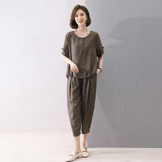 时尚休闲套装女，夏季新款女装韩版时尚气质天丝提花套装两件套HR-SSB2881 商品图2