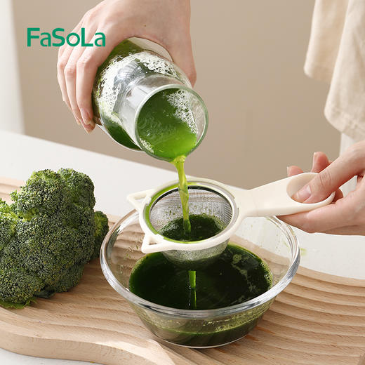 FaSoLa 厨房豆浆过滤网筛宝宝辅食家用超细漏网果汁隔渣漏勺面粉筛 商品图11