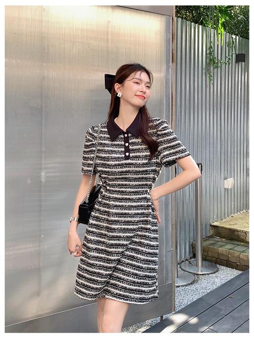 Im Presionismo小香风撞色直筒连衣裙/优雅小香风针织提花连衣裙 商品图6