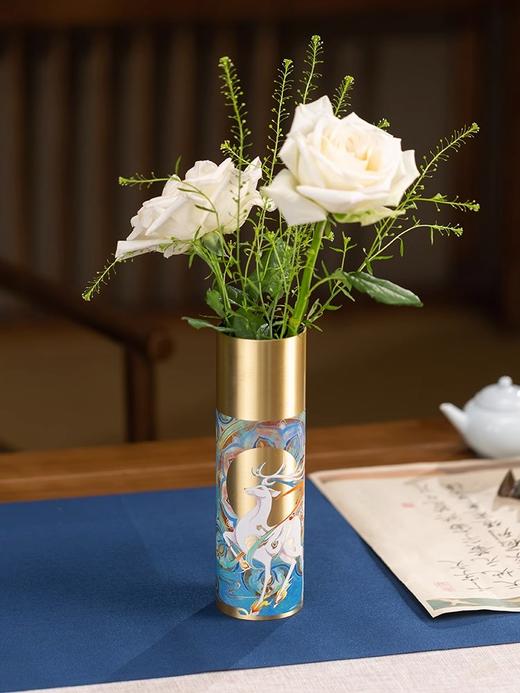 朱炳仁铜 鹿王献瑞花器水培鲜花插花瓶家居装饰礼品摆件中国风 商品图3