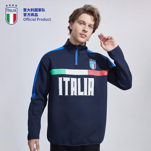 意大利国家队官方商品丨复古立领半拉链刺绣卫衣运动休闲足球迷 商品图2
