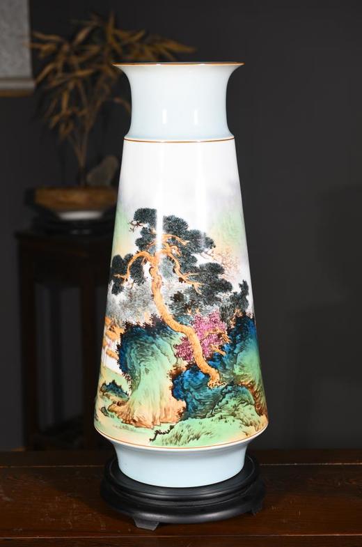 新彩青绿山水瓶 商品图0