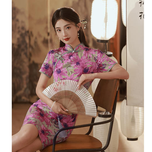 复古碎花旗袍新中式气质日常连衣裙夏季SH23311 商品图0