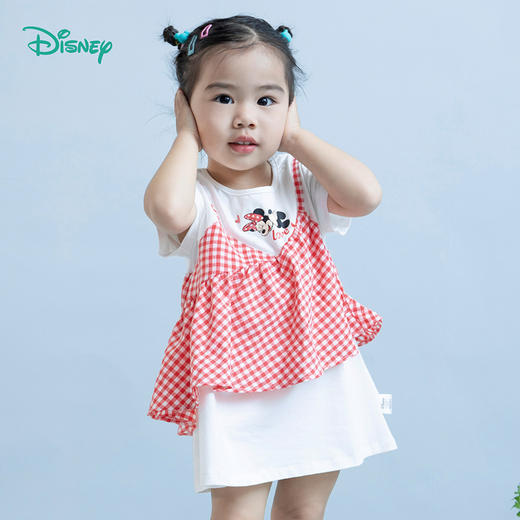 【商场同款】迪士尼童装 女童假两件短袖连衣裙夏季吊带拼接裙子女 商品图1