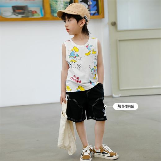 迪士尼童装 男童唐老鸭卡通背心T恤夏季新款俏皮印花短袖 商品图1