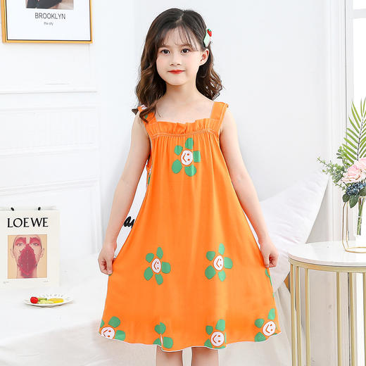 【49.9/2件女童睡裙棉绸夏季儿童薄款公主家居服】睡衣空调服女孩大童吊带睡裙，梦境之中，清风拂面。柔美的棉绸，轻盈自如。午后时光，静静流淌。童心未泯，静享盈裙。sh 商品图9