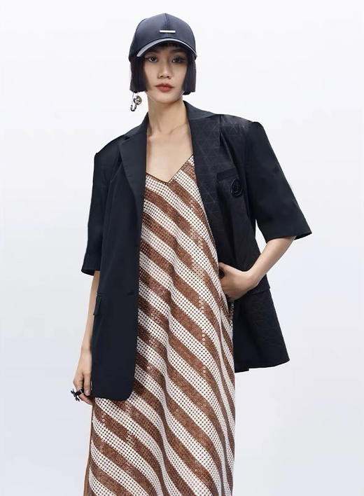 侧边撞色短袖西装 商品图0