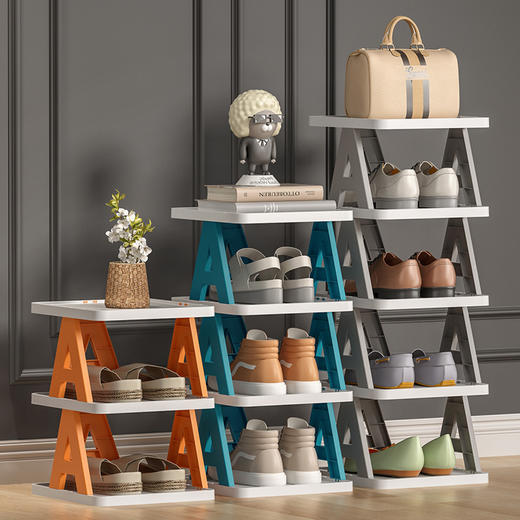 「三款配色！自由拼接」家用门口鞋架 多层小型简易鞋柜 塑料收纳整理置物架宿舍寝室阳台鞋架 商品图0