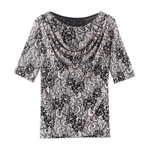 夏季新款，修身显瘦网纱上衣印花洋气大码女士打底衫KQL-644G2353 商品图4