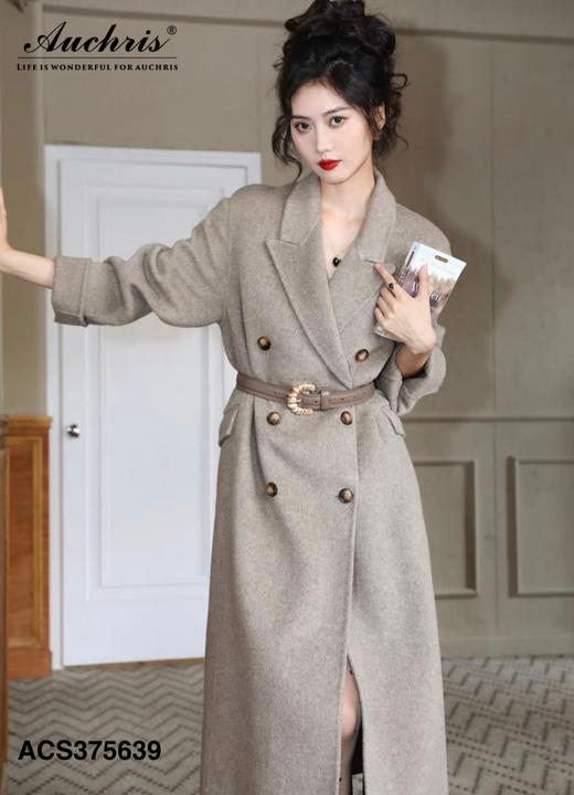 韩版廓形经典排扣双面羊绒大衣（不包含腰带） 商品图0