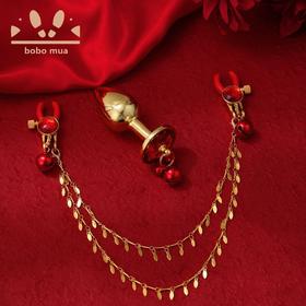 乳夹肛塞带铃铛性感情趣内衣SM惩罚乳房调教女朋友