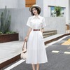 法式白色连衣裙夏季女2023女装新款短袖垂感显瘦衬衫裙子一件代发 商品缩略图0