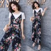 两件套背带阔腿裤欧洲站女装2023夏季T恤碎花连体裤连身裤套装女 商品缩略图2