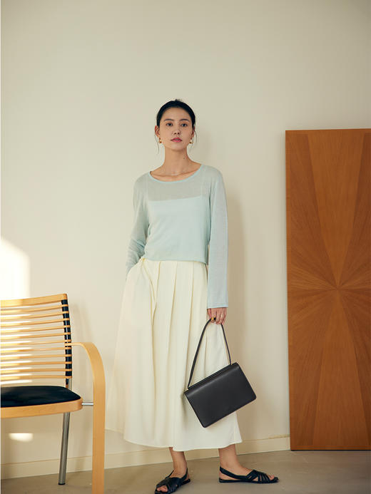 HeyDress天丝针织防晒衫女夏季法式圆领打底罩衫收腰设计感上衣 商品图2