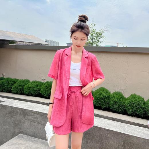 小香风套装短袖西装短裤两件套2023夏季女装时尚休闲套装女 商品图3