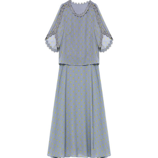 修身时尚，简约中长款雪纺裙夏款圆领短袖气质妈妈装连衣裙QYM-XQD-58B8982-2-L 商品图4