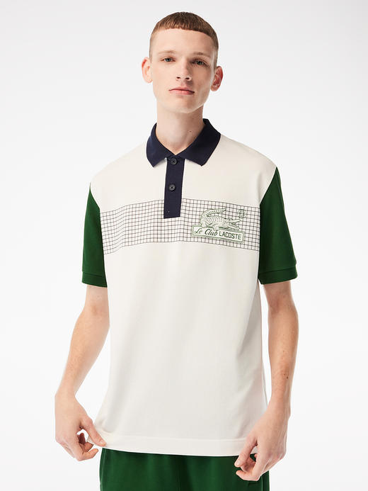 【海南专供价】Lacoste法国鳄鱼男装夏季新款时尚印花拼色短袖POLO衫PH7822-10 商品图0