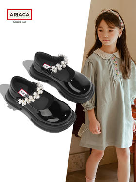 【蓬纱馆】ARIACA女童公主鞋黑色皮鞋2023春秋小女孩单鞋中大童软底儿
