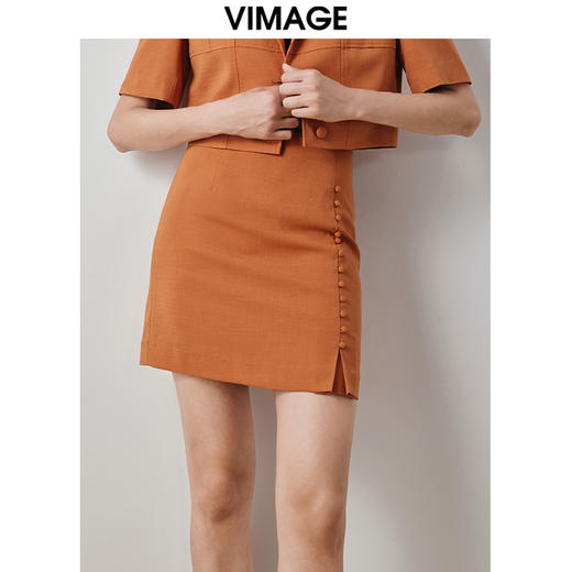 VIMAGE纬漫纪秋款时尚气质个性显瘦百搭包臀半身裙短裙女V2006606 商品图5