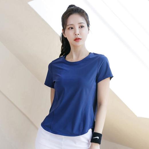 VFU新款韩版健身短袖女瑜伽跑步运动显瘦线条透气纯色运动T恤女 商品图2