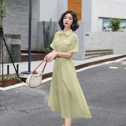 法式白色连衣裙夏季女2023女装新款短袖垂感显瘦衬衫裙子一件代发 商品图2