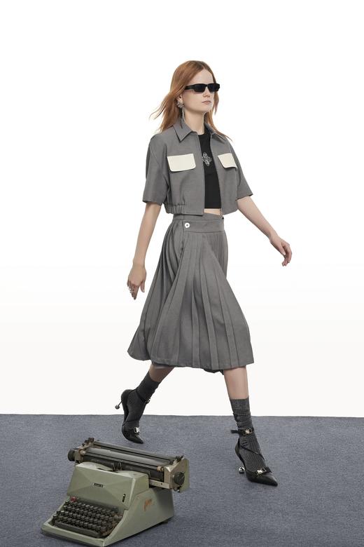 压褶半裙 商品图0