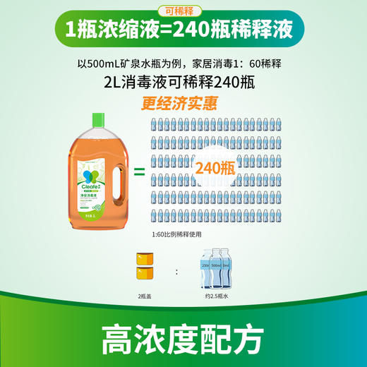 净安 季铵盐消毒液家用2L手部皮肤地板玩具宠物用品衣物等多用途消毒水松木清香不刺鼻杀菌率99.999% 商品图2