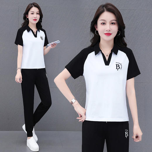 时尚洋气，短袖长裤运动裤休闲装女夏季薄款两件套TR-MLM2585 商品图1