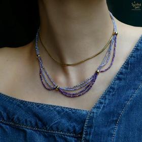 SpoiledBrat Jewelry蓝紫色系多层锆石项链